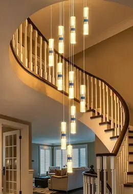 H137 Modern Crystal Chandelier 10-Lights Staircase Chandelier